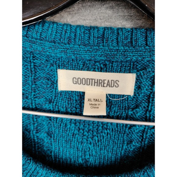 Goodthreads Mens Sweater XL Tall Blue Cable Knit 3D Pullover Heavyweight Stretch - Picture 3 of 9